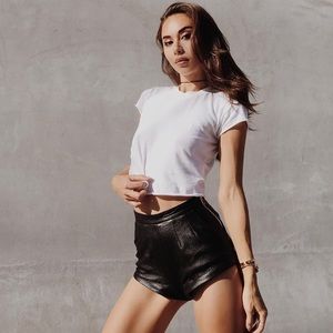 SOLD New ARE YOU AM I - BAMBI cheeky leather shorts XS